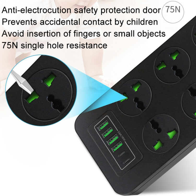 Thunderproof Overload Protection 4USB+2PD+6 Holes Socket, Color: White US Plug - Extension Socket by buy2fix | Online Shopping UK | buy2fix