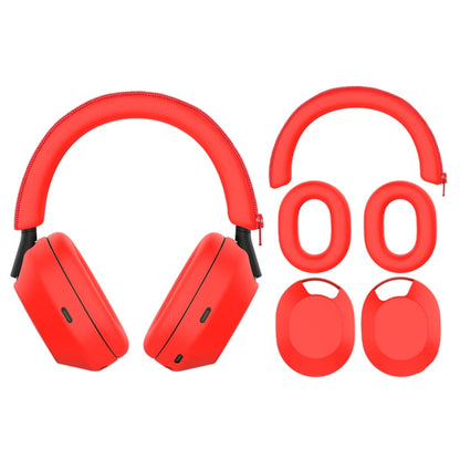 For Sony WH-1000XM5 Bluetooth Headset + Headband + Earmuff Protective Cover(3-in-1 Red) - Earmuff & Pad by buy2fix | Online Shopping UK | buy2fix