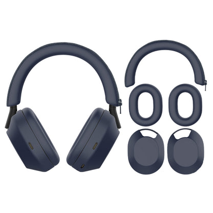 For Sony WH-1000XM5 Bluetooth Headset + Headband + Earmuff Protective Cover(3-in-1 Dark Blue) - Earmuff & Pad by buy2fix | Online Shopping UK | buy2fix