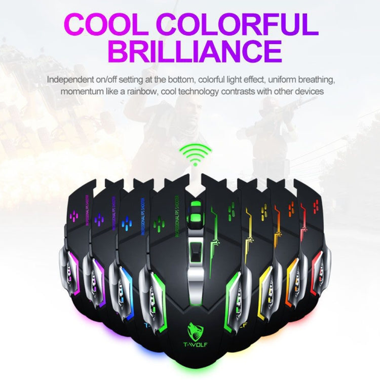 T-WOLF Q13 2.4GHz 6-keys RGB Colorful Light Gaming Wireless Mouse, Color: Single Mode Star Black - Wireless Mice by T-WOLF | Online Shopping UK | buy2fix