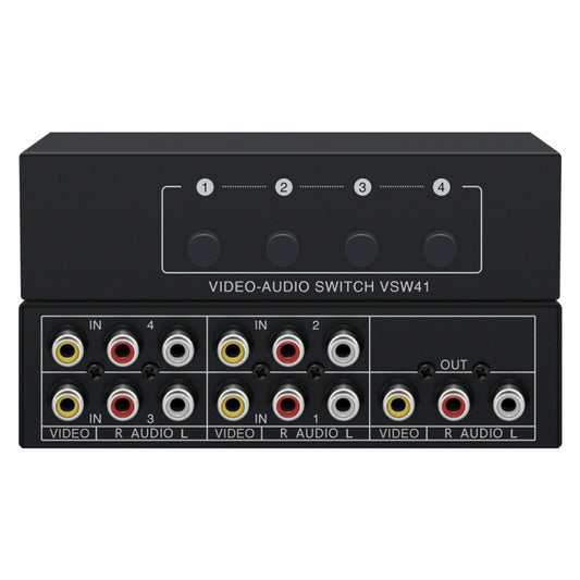 VSW41 AV 4-input 1-output RCA Lotus Interface Audio and Video Switcher - Splitter Adapter by buy2fix | Online Shopping UK | buy2fix