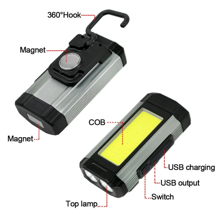 E-SMARTER K011 USB Rechargeable Repair Light With Magnet COB Strong Light Flashlight, Style: B Simple Silver - Other Tools by E-SMARTER | Online Shopping UK | buy2fix