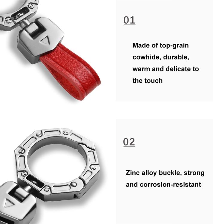 Hallmo Business Zinc Alloy Top-Layer Cowhide Key Chain Car Key Anti-Lost Pendant(Red) - Key Rings by Hallmo | Online Shopping UK | buy2fix