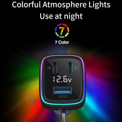 GE01 Powerful Output Colorful Ambient Lights Car Quick Charger - Car Charger by buy2fix | Online Shopping UK | buy2fix