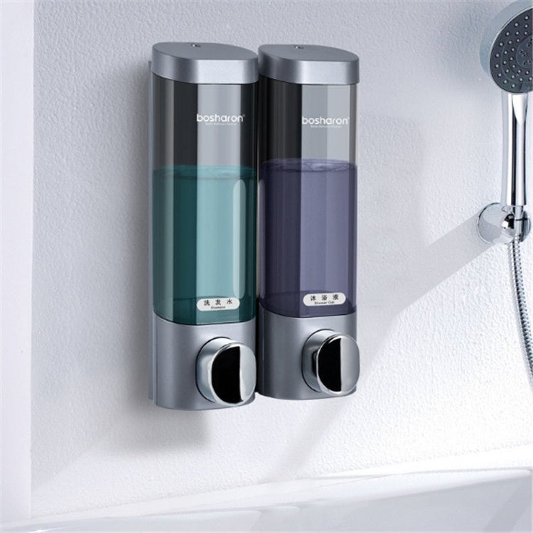 Bosharon Shampoo Shower Gel Box Household Hand Sanitizer Box Bathroom Wall-mounted Punch-free Double-head Soap Dispenser, Style:Double Grid(Silver Gray) - Soap Dispenser by buy2fix | Online Shopping UK | buy2fix