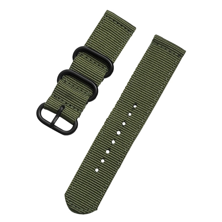 Washable Nylon Canvas Watchband, Band Width:22mm(Army Green with Black Ring Buckle) - Watch Accessories & Parts by buy2fix | Online Shopping UK | buy2fix