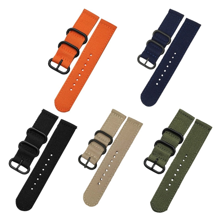 Washable Nylon Canvas Watchband, Band Width:22mm(Army Green with Black Ring Buckle) - Watch Accessories & Parts by buy2fix | Online Shopping UK | buy2fix