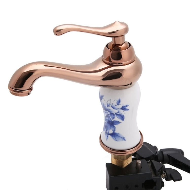 YP-b324 Washbasin All-Bronze Blue And White Porcelain Hot & Cold Faucet - Faucets & Accessories by buy2fix | Online Shopping UK | buy2fix