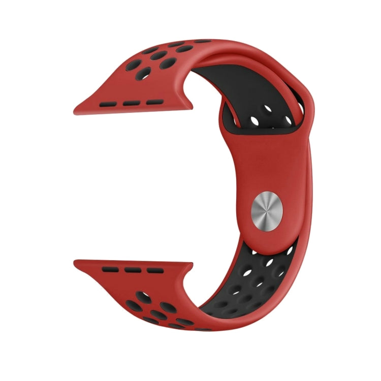 For Apple Watch Series 7 41mm / 6 & SE & 5 & 4 40mm / 3 & 2 & 1 38mm Fashionable Classical Silicone Sport Watch Band(Red Black) - Watch Bands by buy2fix | Online Shopping UK | buy2fix