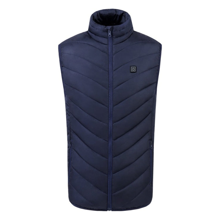 USB Security Smart Constant Temperature Fever Men Stand Collar Cotton Vest (Color:Blue Size:L) - Down Jackets by buy2fix | Online Shopping UK | buy2fix