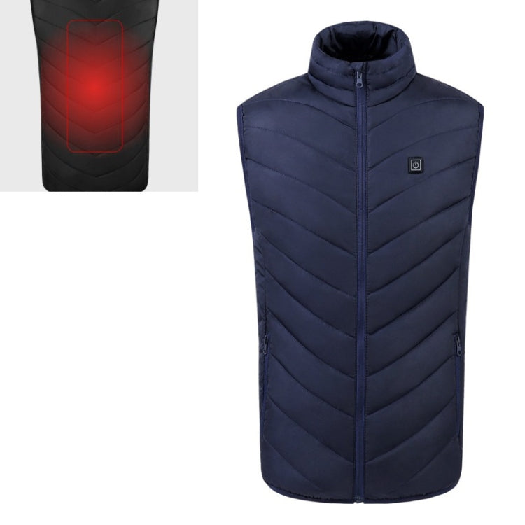 USB Security Smart Constant Temperature Fever Men Stand Collar Cotton Vest (Color:Blue Size:XXXL) - Down Jackets by buy2fix | Online Shopping UK | buy2fix