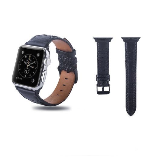 Square Hole Top-grain Leather Wrist Watch Band for Apple Watch Series 7 45mm / 6 & SE & 5 & 4 44mm / 3 & 2 & 1 42mm - Watch Bands by buy2fix | Online Shopping UK | buy2fix