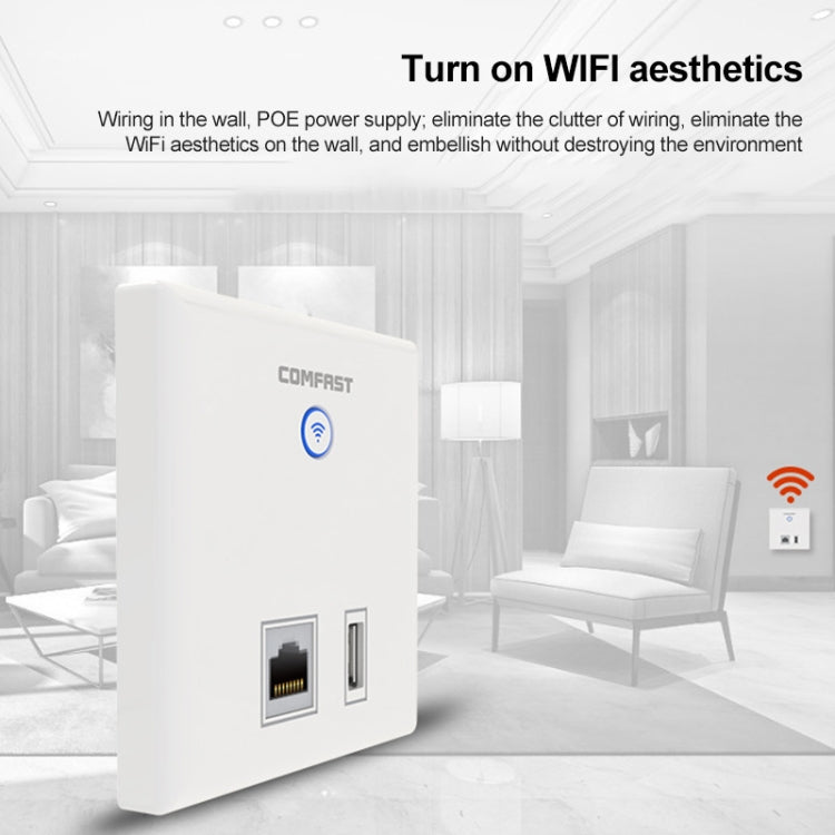 COMFAST CF-E536N 300Mbps Indoor Wall WiFi AP RJ45 & USB Client Wall AP - Wireless Routers by COMFAST | Online Shopping UK | buy2fix