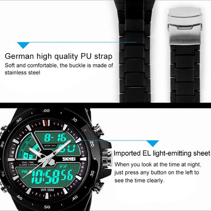 SKMEI 1016 Multifunctional Men Outdoor Sports Noctilucent Waterproof Double Digital Watch (Gold) - Sport Watches by SKMEI | Online Shopping UK | buy2fix