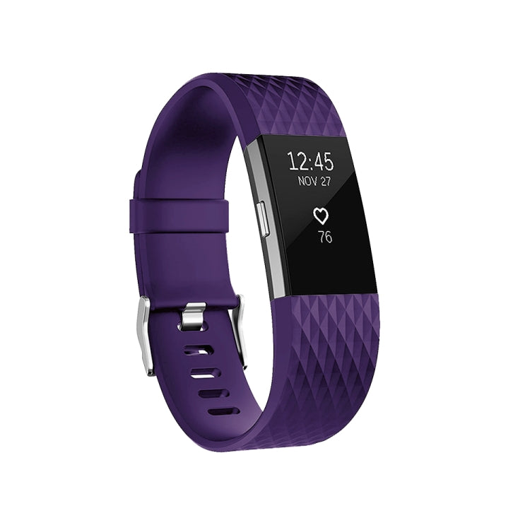 Diamond Pattern Adjustable Sport Watch Band for FITBIT Charge 2, Size: L, 12.5x8.5cm(Dark Purple) - Watch Bands by buy2fix | Online Shopping UK | buy2fix