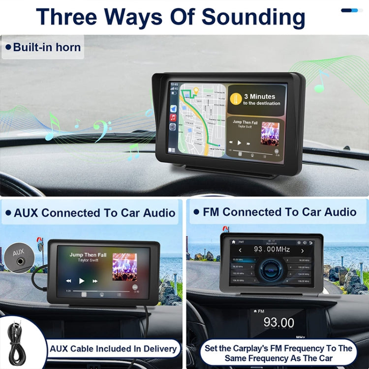 P701S 7 inch Portable Touch Display Wireless Car Navigator Smart CarPlay Bluetooth Reversing Image - Car DVRs by buy2fix | Online Shopping UK | buy2fix