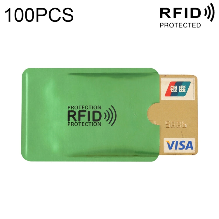 100pcs Aluminum Foil RFID Blocking Credit Card ID Bank Card Case Card Holder Cover, Size: 9 x 6.3cm (Green) - Antimagnetic RFID Package by buy2fix | Online Shopping UK | buy2fix