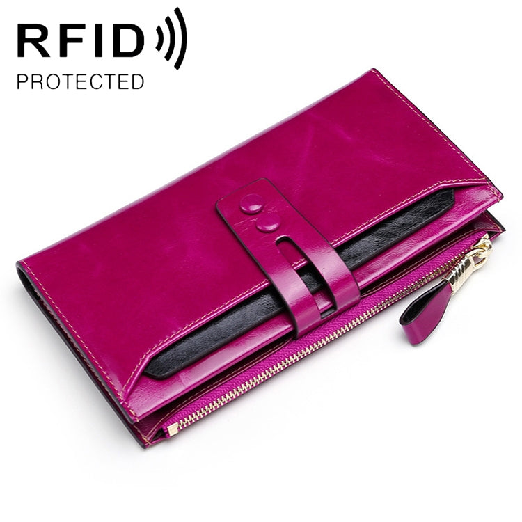 8239 Antimagnetic RFID Multi-function Leather Lady Wallet Large-capacity Purse with Detachable Card Holder (Rose Purple) - Home & Garden by buy2fix | Online Shopping UK | buy2fix