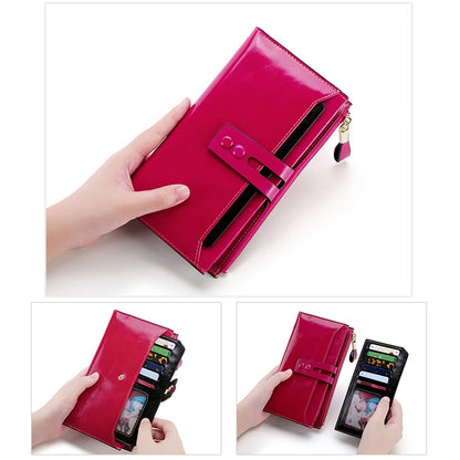 8239 Antimagnetic RFID Multi-function Leather Lady Wallet Large-capacity Purse with Detachable Card Holder (Rose Purple) - Home & Garden by buy2fix | Online Shopping UK | buy2fix