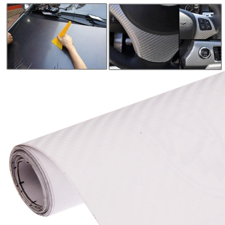 Car Decorative 3D Carbon Fiber PVC Sticker, Size: 152cm x 50cm(White) - Auto Film by buy2fix | Online Shopping UK | buy2fix