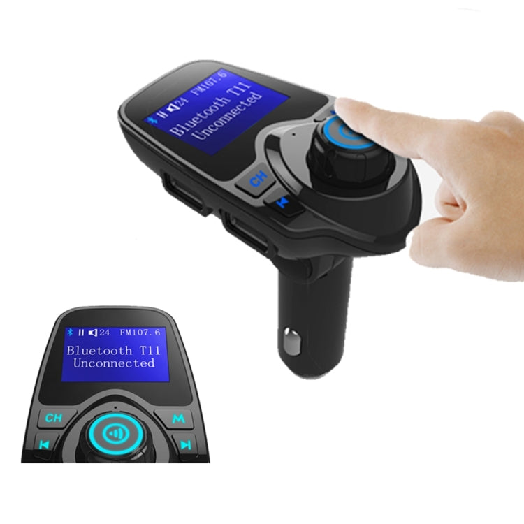 T11 Bluetooth FM Transmitter Car MP3 Player with LED Display, Support Double USB Charge & Handsfree & TF Card & U Disk Music Play Function - Bluetooth Car Kits by buy2fix | Online Shopping UK | buy2fix