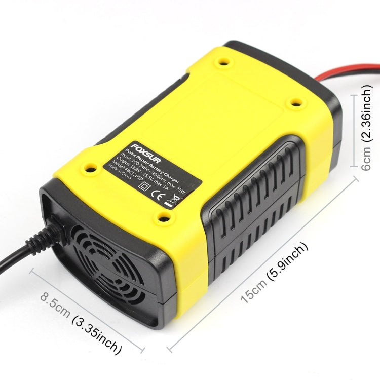 FOXSUR 12V 6A Intelligent Universal Battery Charger for Car Motorcycle, Length: 55cm, US Plug(Yellow) - In Car by FOXSUR | Online Shopping UK | buy2fix