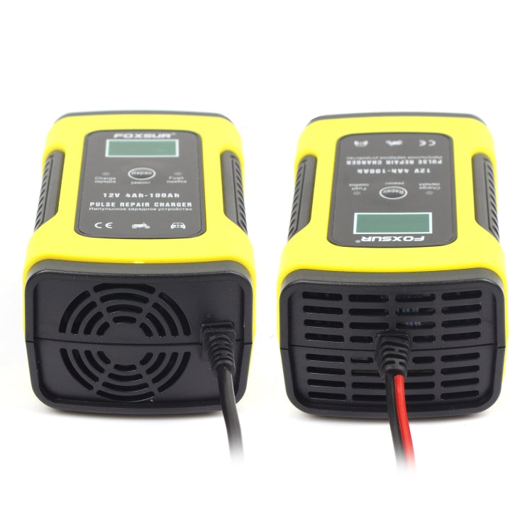 FOXSUR 12V 6A Intelligent Universal Battery Charger for Car Motorcycle, Length: 55cm, EU Plug(Yellow) - Battery Charger by FOXSUR | Online Shopping UK | buy2fix