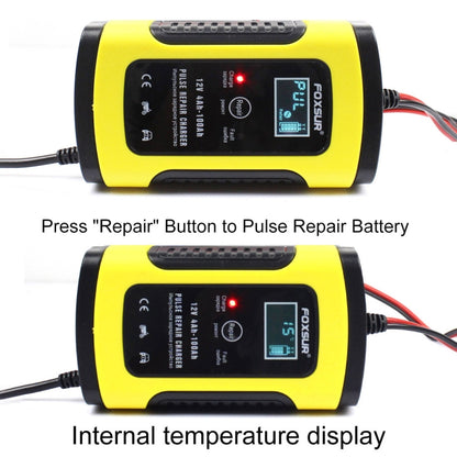 FOXSUR 12V 6A Intelligent Universal Battery Charger for Car Motorcycle, Length: 55cm, EU Plug(Yellow) - Battery Charger by FOXSUR | Online Shopping UK | buy2fix