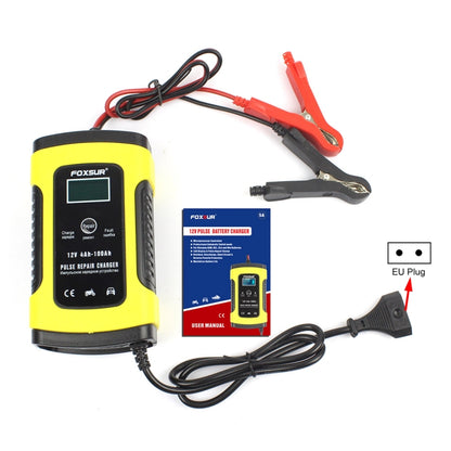 FOXSUR 12V 6A Intelligent Universal Battery Charger for Car Motorcycle, Length: 55cm, EU Plug(Yellow) - Battery Charger by FOXSUR | Online Shopping UK | buy2fix