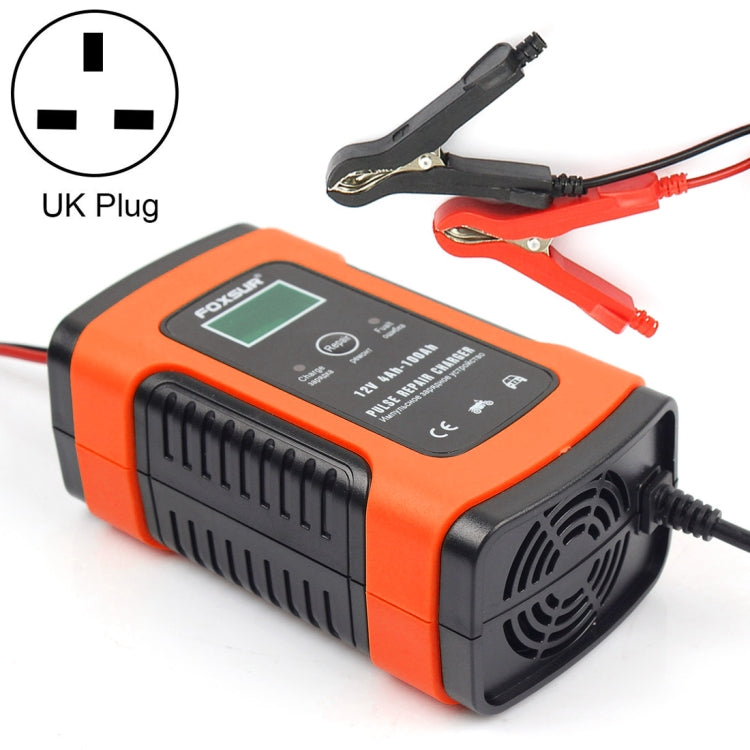 12V 6A Intelligent Universal Battery Charger for Car Motorcycle, Length: 55cm, UK Plug(Red) - Battery Charger by FOXSUR | Online Shopping UK | buy2fix