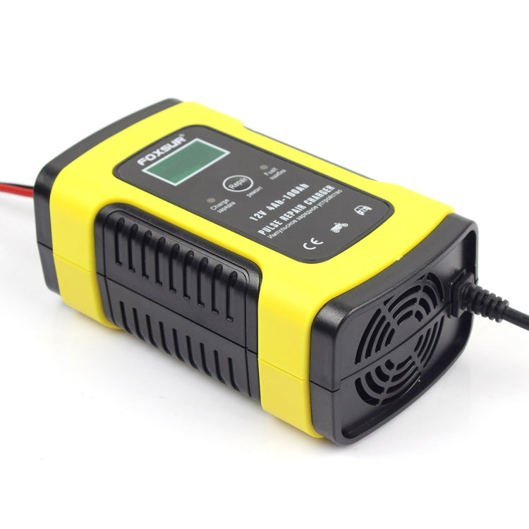 12V 6A Intelligent Universal Battery Charger for Car Motorcycle, Length: 55cm, UK Plug(Yellow) - Battery Charger by FOXSUR | Online Shopping UK | buy2fix