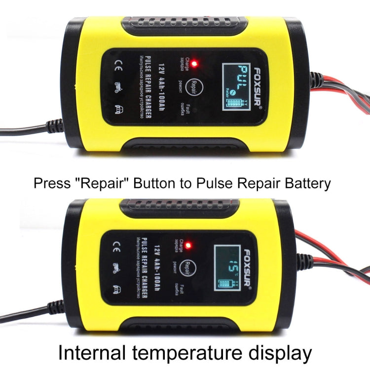 12V 6A Intelligent Universal Battery Charger for Car Motorcycle, Length: 55cm, UK Plug(Yellow) - Battery Charger by FOXSUR | Online Shopping UK | buy2fix