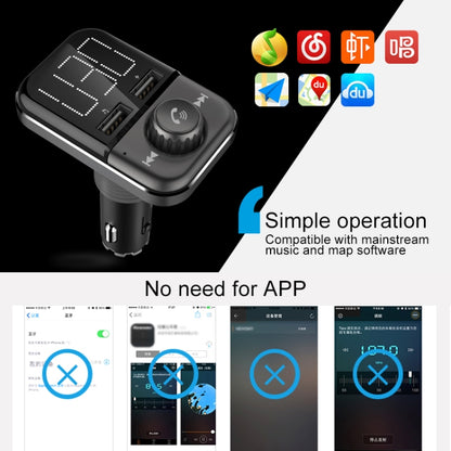 BT72 Dual USB Charging Smart Bluetooth FM Transmitter MP3 Music Player Car Kit with 1.5 inch White Display Screen, Support Bluetooth Call, TF Card & U Disk - Bluetooth Car Kits by buy2fix | Online Shopping UK | buy2fix