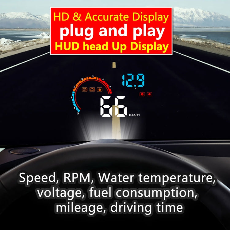 D2500 OBD2+GPS 4 inch Vehicle-mounted Head Up Display Security System, Support Car Speed / Engine Revolving Speed Display / Water Temperature / Battery Voltage / Running Speed & Direction & Distance - Head Up Display System by buy2fix | Online Shopping UK | buy2fix