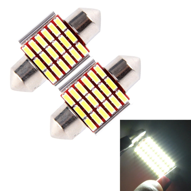 2 PCS DC 12V 6W 41MM Bicuspid Car Door Lamps Registration Mark light Dashboard Dome Door Lights LED Reading Lamp with 33 LED SMD 3014 Lights White - Dome Lights by buy2fix | Online Shopping UK | buy2fix