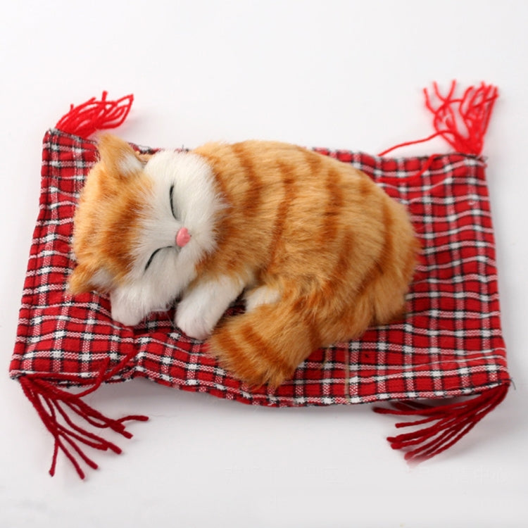 Lovely Simulation Animal Doll Plush Sleeping Cats Toy Cat Mat Doll Decorations Stuffed Toys Car Decoration Crafts, Mat Size: 19*13cm, Cat Size: 14*11cm - Ornaments by buy2fix | Online Shopping UK | buy2fix