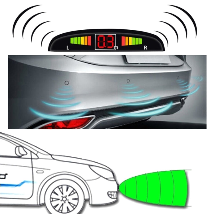 Car Buzzer Reverse Backup Radar System - Premium Quality 4 Parking Sensors Car Reverse Backup Radar System with LCD Display(Silver Grey) - In Car by buy2fix | Online Shopping UK | buy2fix