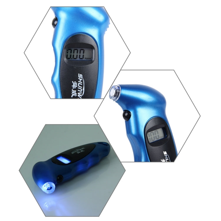 SHUNWEI SD-2802 Digital Tire Pressure Gauge 150 PSI 4 Settings for Car Truck Bicycle with Backlit LCD and Non-Slip Grip(Blue) - Tire Pressure Gauges by SHUNWEI | Online Shopping UK | buy2fix