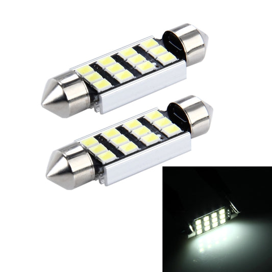 2 PCS 3.5W 250 LM 6000K 39MM 12 SMD-2835 LEDs Bicuspid Port Decoding Car Dome Lamp LED Reading Light, DC 12V(White Light) - Dome Lights by buy2fix | Online Shopping UK | buy2fix