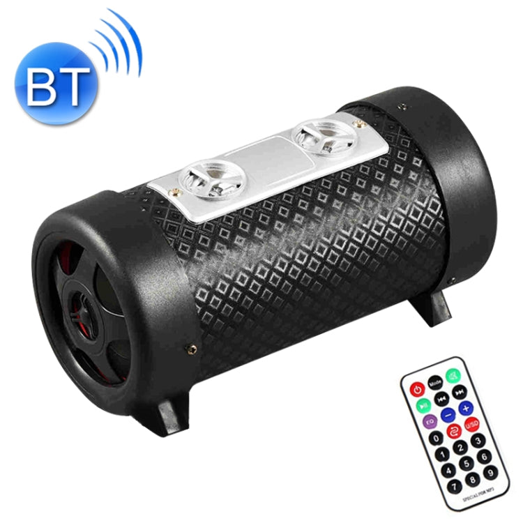 4 inch Round Shape Stereo Motorcycle / Car / Household Subwoofer, Built-in Bluetooth, Support TF Card & U Disk Reader, with Remote Control(Black) - In Car by buy2fix | Online Shopping UK | buy2fix
