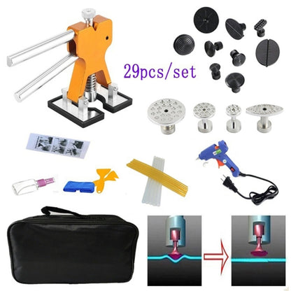 29 in 1 Auto Car Dent Lifter-Glue Puller Aluminium Alloy Tab Bodywork Repair Tools Kit, with 20W Glue Gun, US Plug or EU Plug - In Car by buy2fix | Online Shopping UK | buy2fix