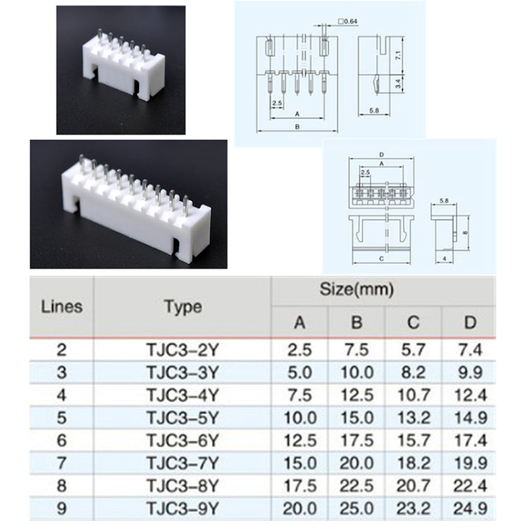 25 Sets TJC3 2.5mm XH 5P 6P 7P 8P 9Pin Male Female Housing Connector with Crimps - In Car by buy2fix | Online Shopping UK | buy2fix