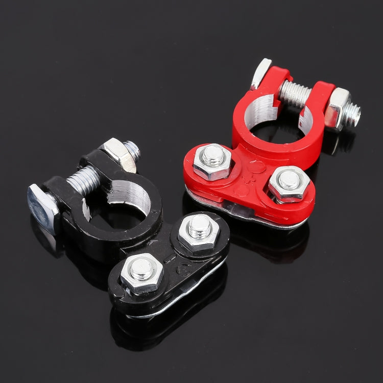 2 PCS Positive and Negative Car U Shape Metal Battery Connectors Terminals Clamps Clips, L Size, Inner Diameter: 16mm (Black + Red) - In Car by buy2fix | Online Shopping UK | buy2fix