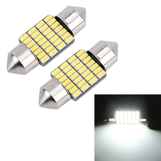 2 PCS 31mm DC12V / 1.2W / 6000K / 80LM 28LEDs SMD-3014 Car License Plate Light / Dome Light, with Decoder - Dome Lights by buy2fix | Online Shopping UK | buy2fix