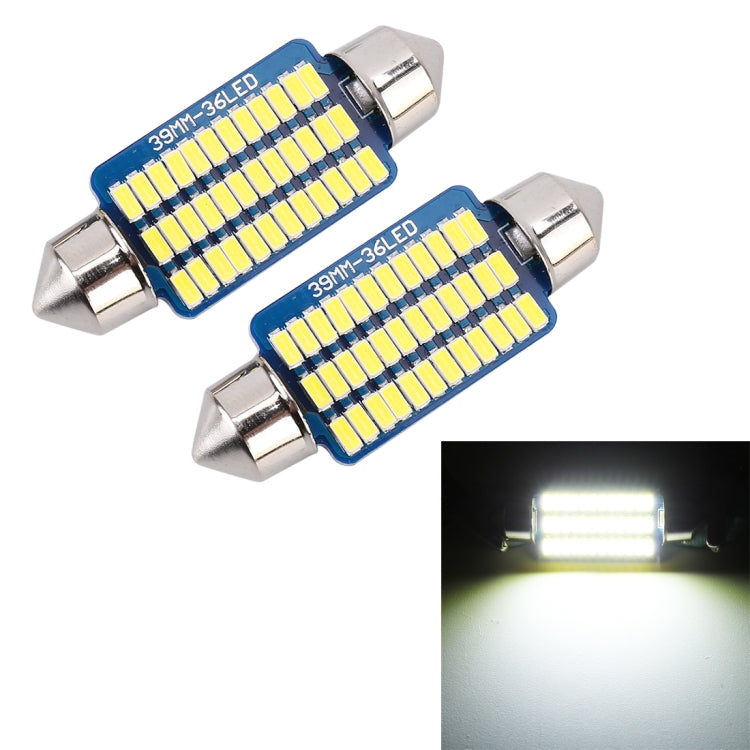 2 PCS 39mm DC12V / 1.5W / 6000K / 100LM 36LEDs SMD-3014 Car License Plate Light / Dome Light, with Decoder - Dome Lights by buy2fix | Online Shopping UK | buy2fix