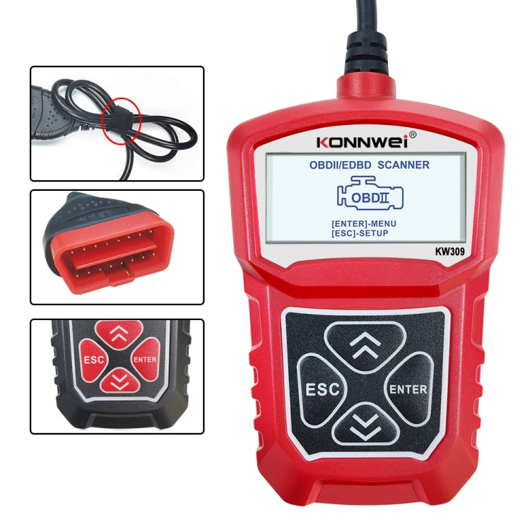 KONNWEI KW309 V309 V310 MS309 Code Reader OBD2 Scanner Diagnostic Tool(Red) - Code Readers & Scan Tools by KONNWEI | Online Shopping UK | buy2fix