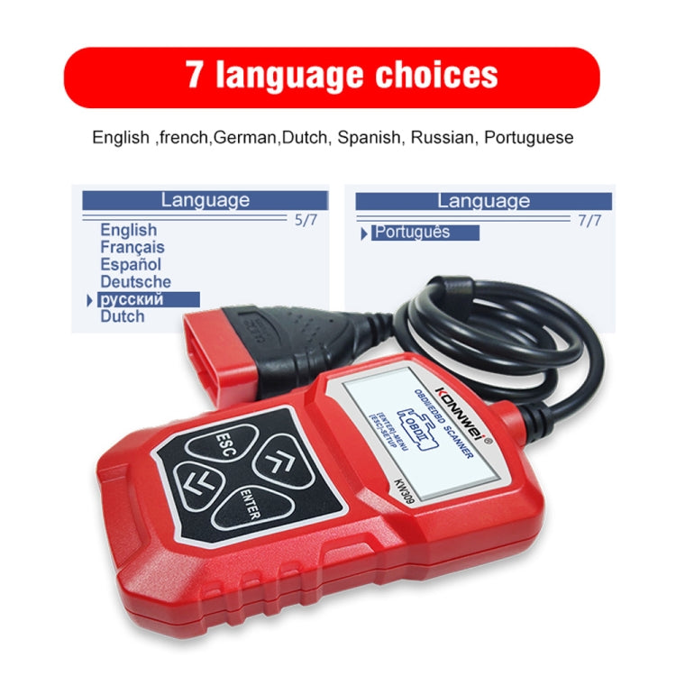 KONNWEI KW309 V309 V310 MS309 Code Reader OBD2 Scanner Diagnostic Tool(Red) - Code Readers & Scan Tools by KONNWEI | Online Shopping UK | buy2fix