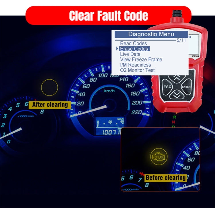 KONNWEI KW309 V309 V310 MS309 Code Reader OBD2 Scanner Diagnostic Tool(Red) - Code Readers & Scan Tools by KONNWEI | Online Shopping UK | buy2fix