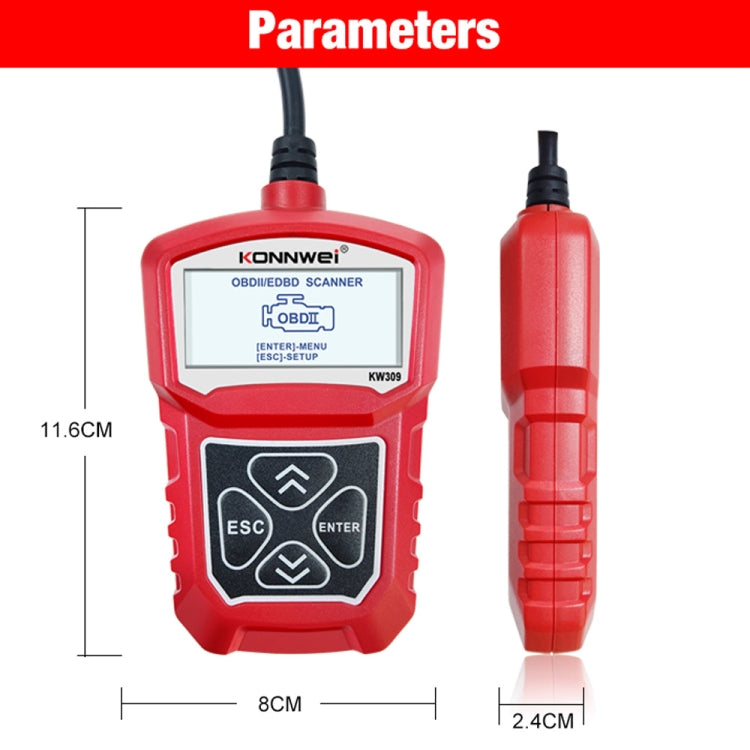 KONNWEI KW309 V309 V310 MS309 Code Reader OBD2 Scanner Diagnostic Tool(Red) - Code Readers & Scan Tools by KONNWEI | Online Shopping UK | buy2fix