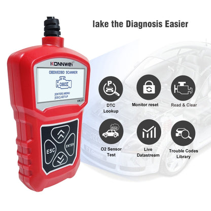 KONNWEI KW309 V309 V310 MS309 Code Reader OBD2 Scanner Diagnostic Tool(Red) - Code Readers & Scan Tools by KONNWEI | Online Shopping UK | buy2fix